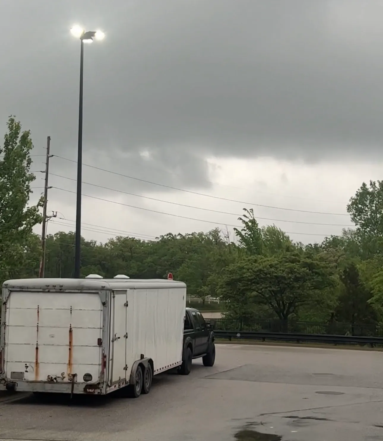 Mission Tortilla Man's truck and enclosed delivery trailer staged before a run